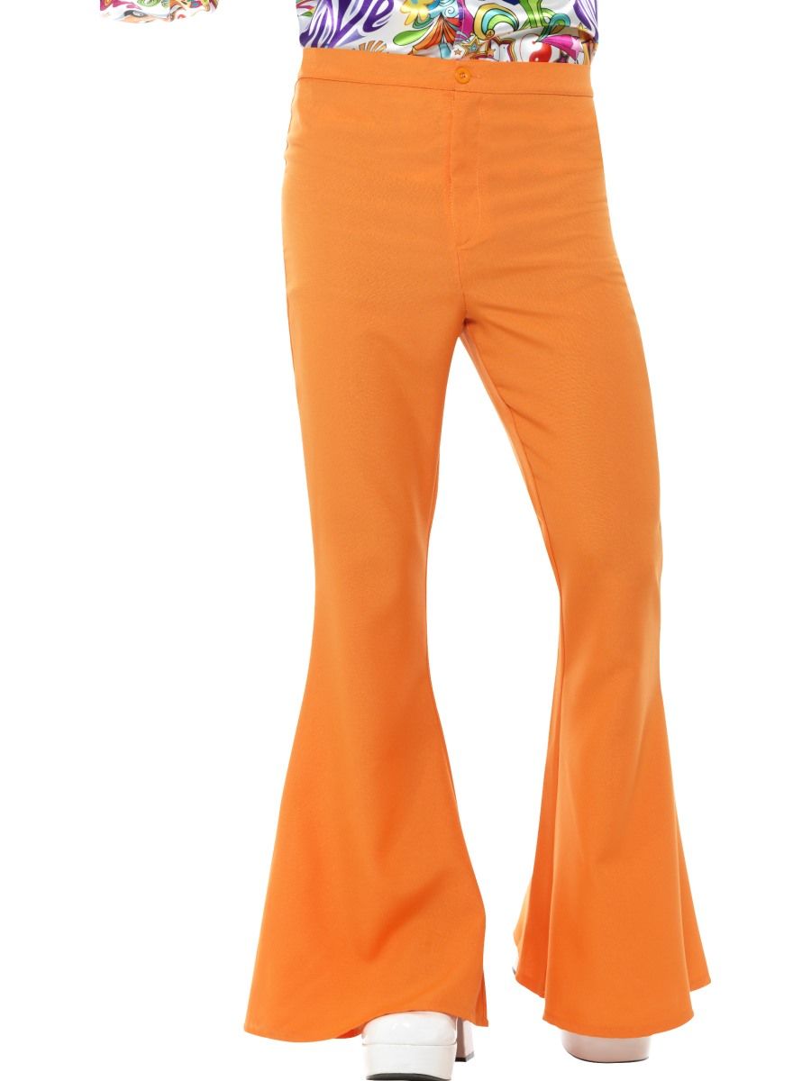 Mens Orange Flared Disco Pants