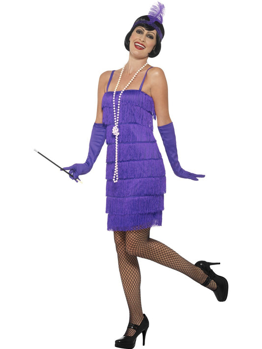 Short Purple 1920's Fringed Dress