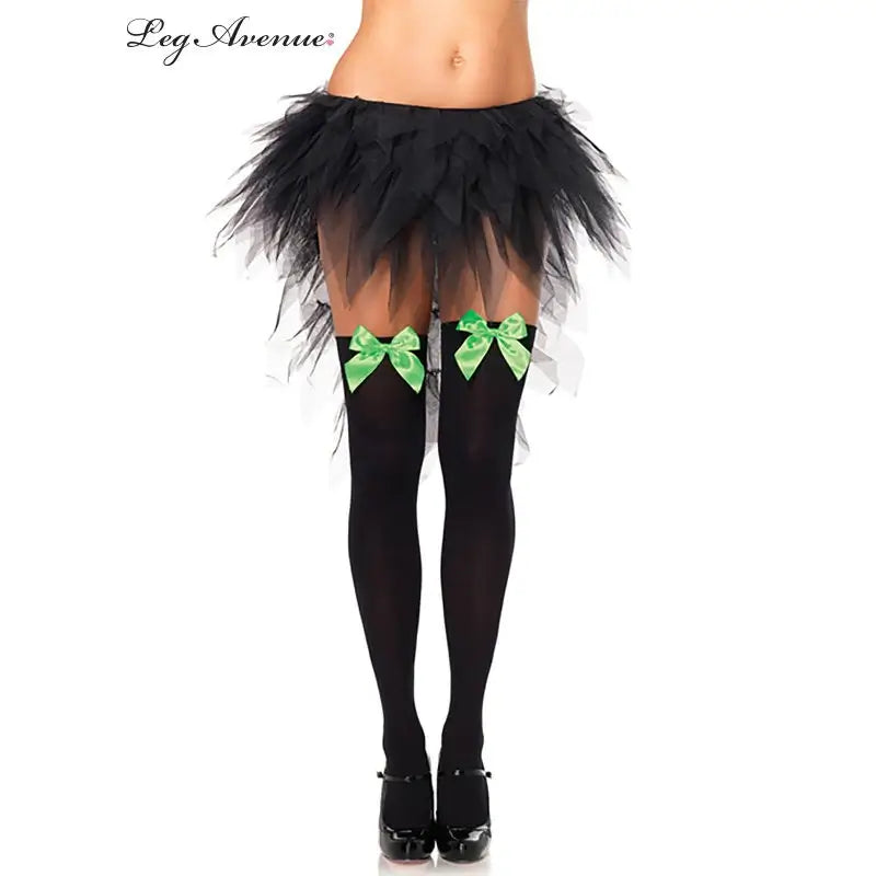 Black Thigh Highs with Green bows