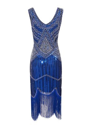 Blue Sequined 1920's Gatsby Dress
