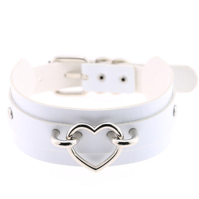 White and Silver Heart Choker