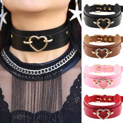 Red and Silver Heart Choker