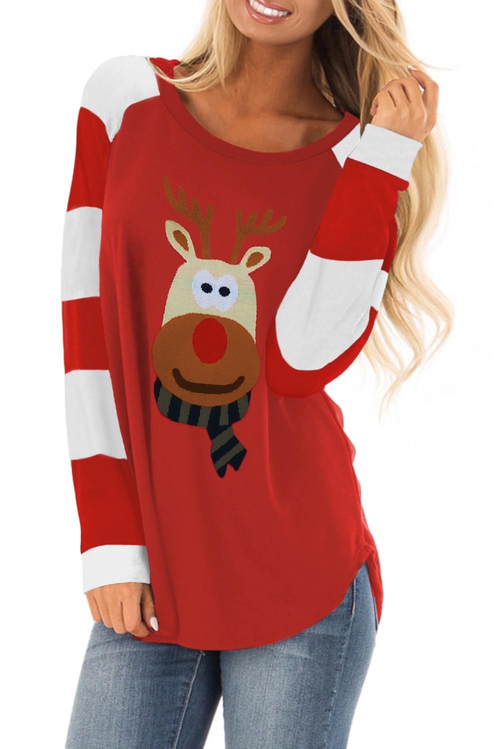 Classic Reindeer Face Long Sleeved Christmas Shirt
