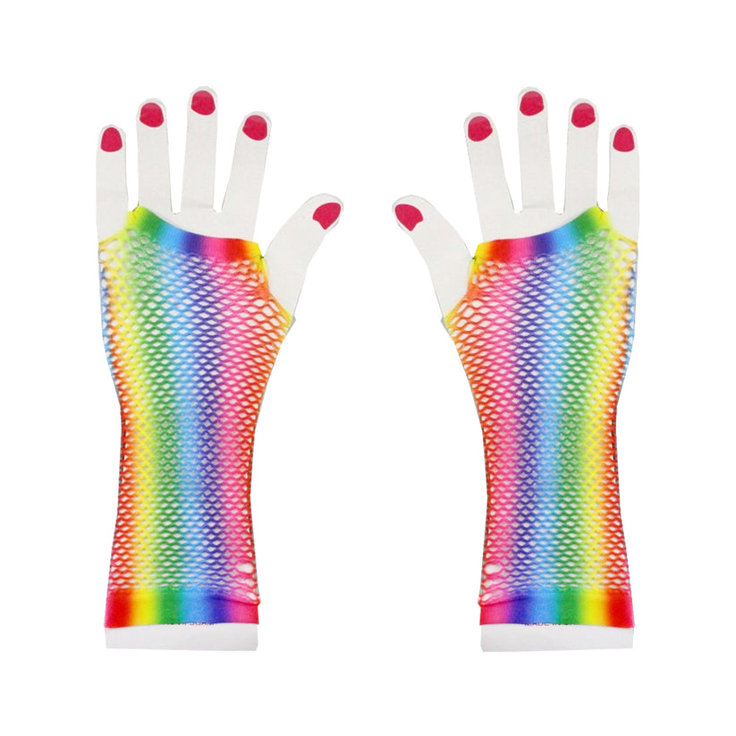Long Pastel Rainbow Gloves HurlyBurly