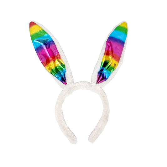 White and Rainbow Rabbit Ears