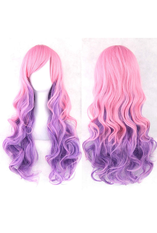 Pink and Purple Long Curly Wig