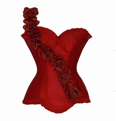 Red Floral Strap Corset