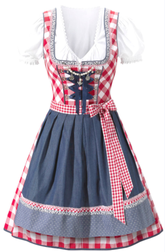 Deluxe Red Checked Dirndl with Apron