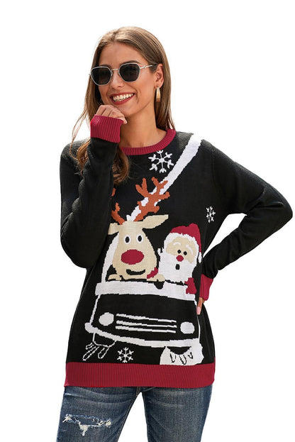 Driving Santa Warm Knitted Christmas Jumper