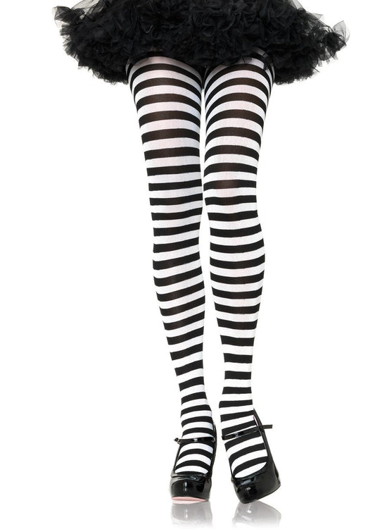 Black and White Striped Pantyhose