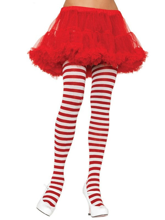 Plus Size Red and White Striped Pantyhose