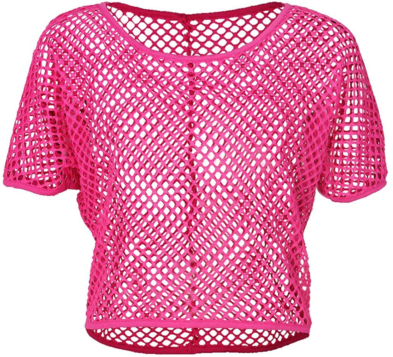Fluro Pink Short Sleeved Fishnet Top