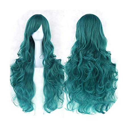 Teal Long Curly Cosplay Wig