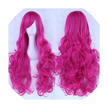 Hot Pink Long Curly Cosplay Wig