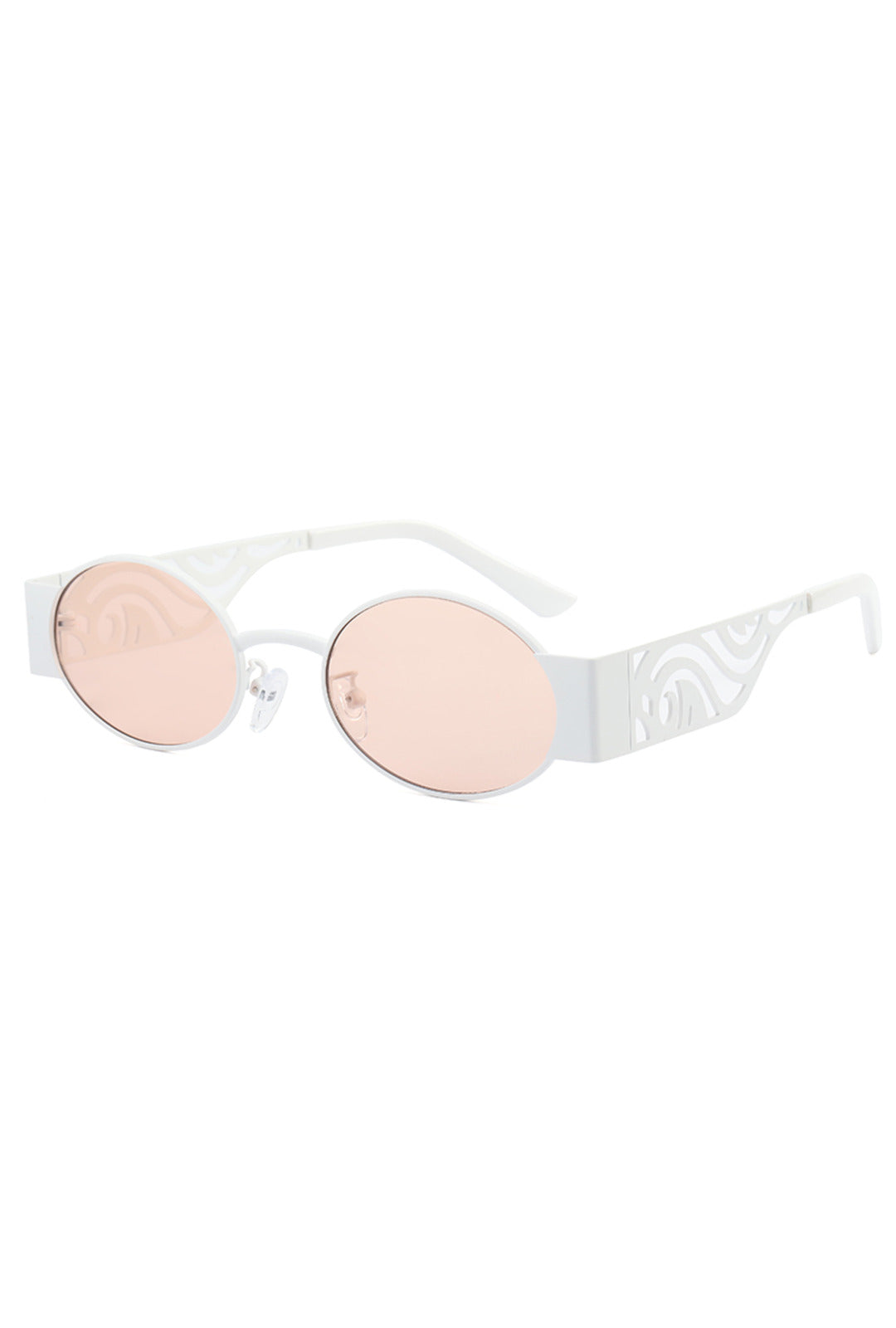 Peach & Silver Metal Cut-Out Oval Glasses