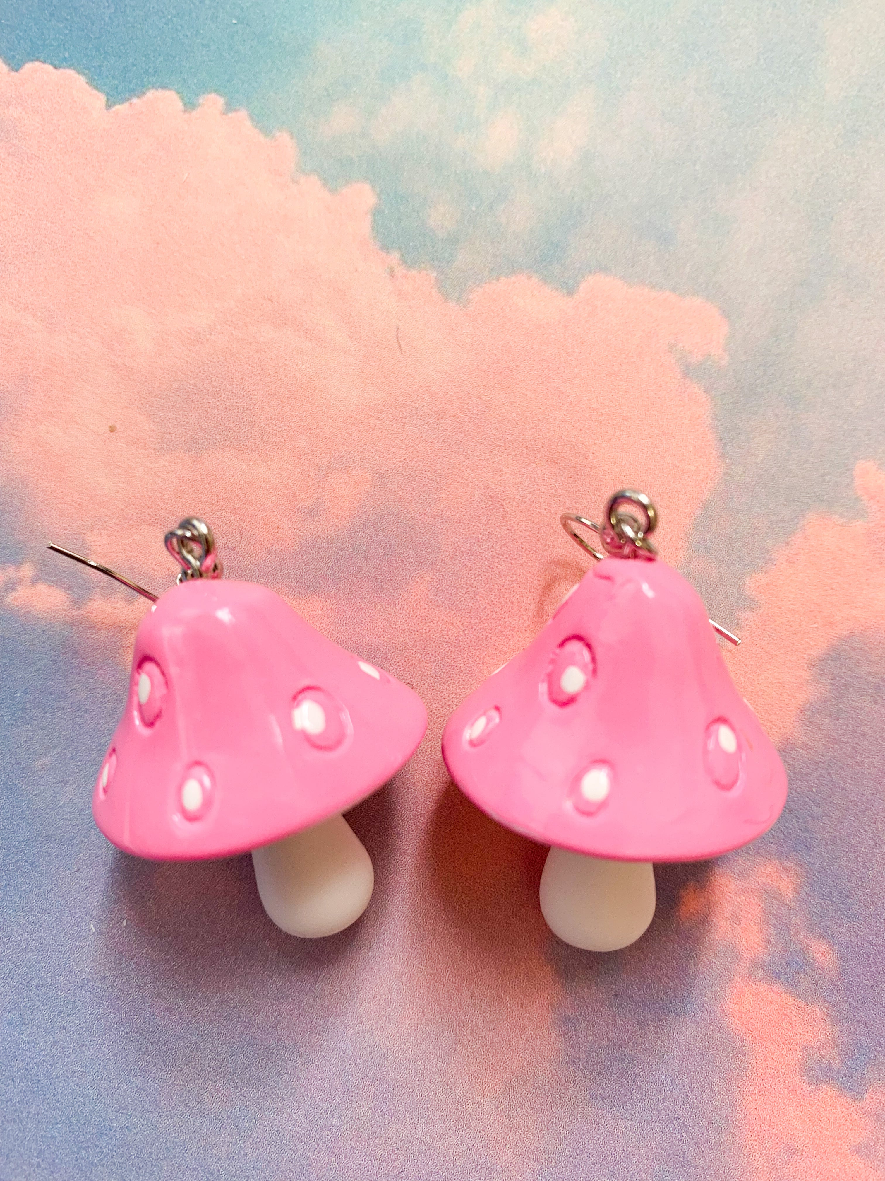 Pink 2024 mushroom earrings