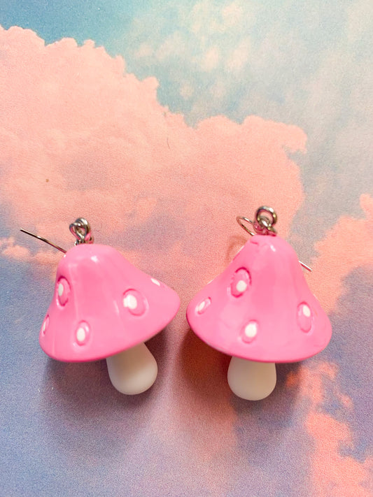 Pink Mushroom Earrings