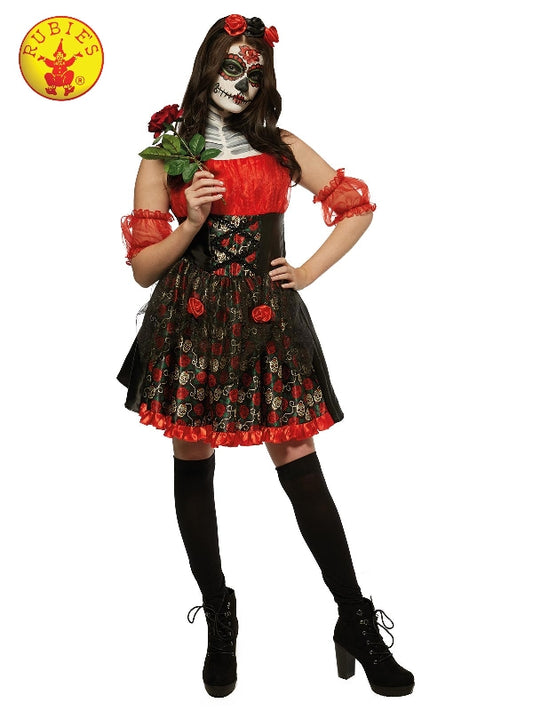 Ladies Red Rose Day of the Dead Costume