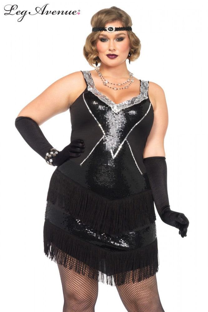 Plus Size Black and Silver Great Gatsby Costume
