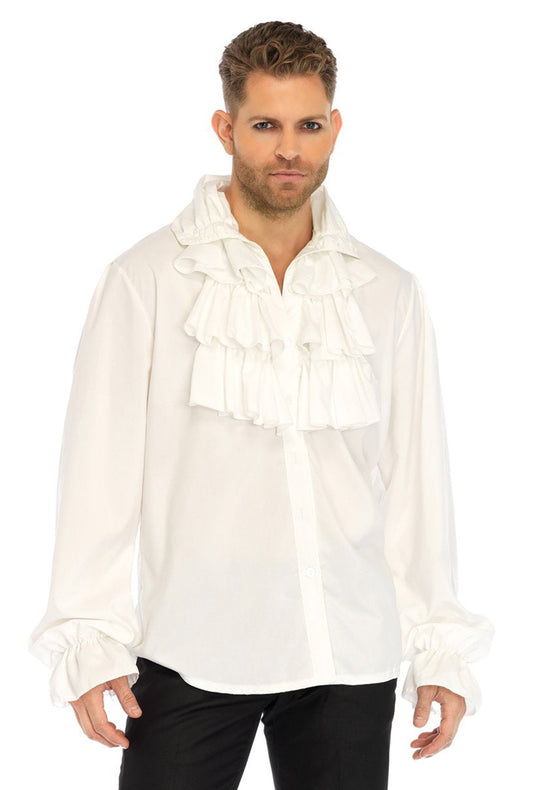 Mens Fashion Style Medieval Wrinkle Gentleman Shirt Gothic Ruffled