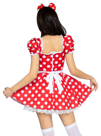 Red and White Polka Dot Dress With Headband Costume