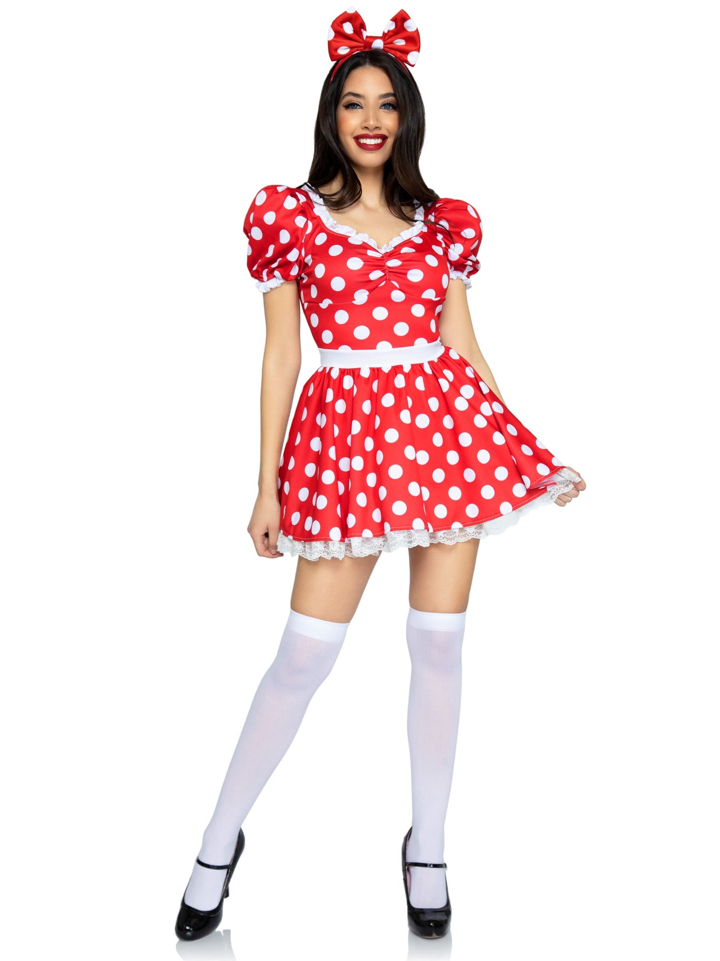 Red and White Polka Dot Dress With Headband Costume