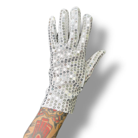 White Sequin Gloves