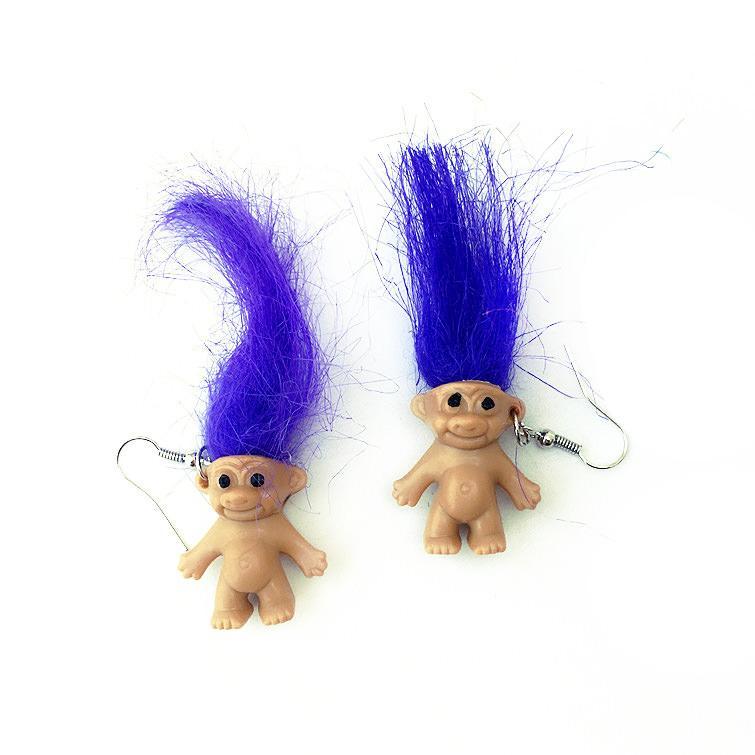 Blue Haired Troll Earrings