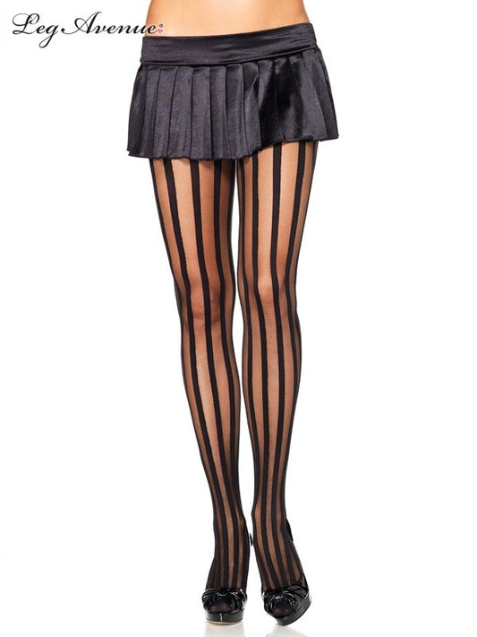 Opaque Black Stripe Tights