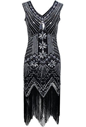 Black Sequined 1920's Gatsby Dress
