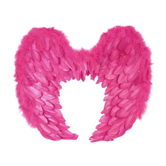 Large Hot Pink Curved Feathered Wings