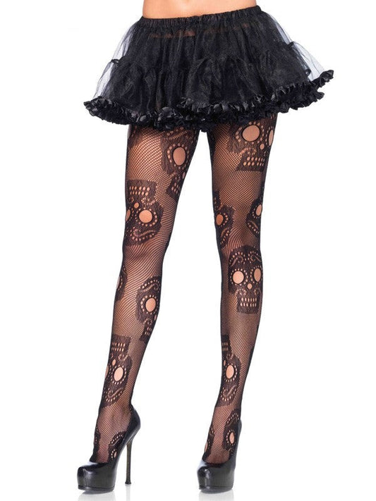 Day of the Dead Sugar Skull Fishnet Pantyhose