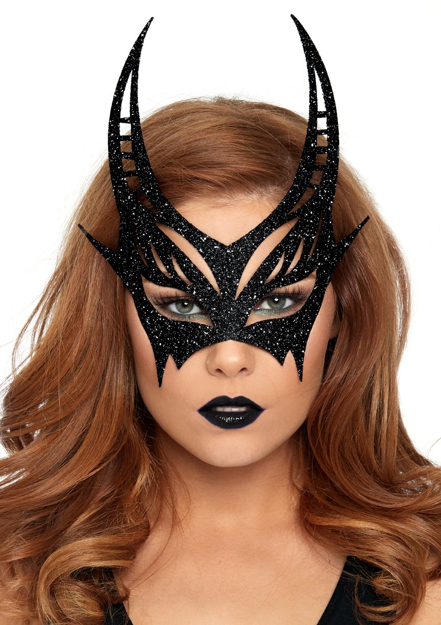 Glass Devils Mask Black Glitter Devil Mask Perth | Hurly Burly – Hurly-Burly