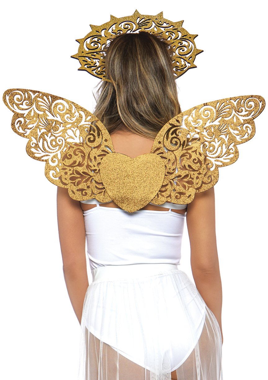 Golden Angel Glitter Wings and Headband