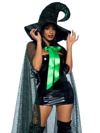 Glitter Moon Cape and Witch Hat Costume Set