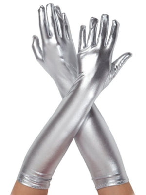 45cm Silver Metallic Gloves