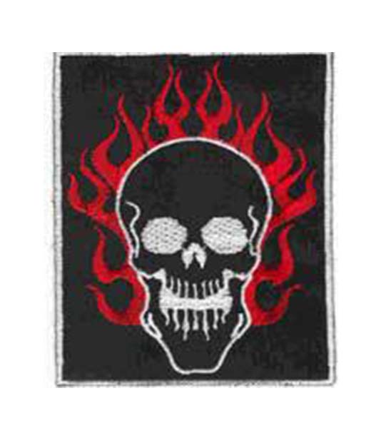 Flaming Skull Iron on Patch