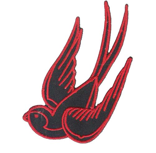 Red and Black Swallow Iron on Patch