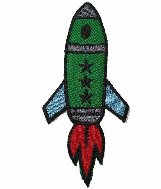 Green Rocket Iron On Patch
