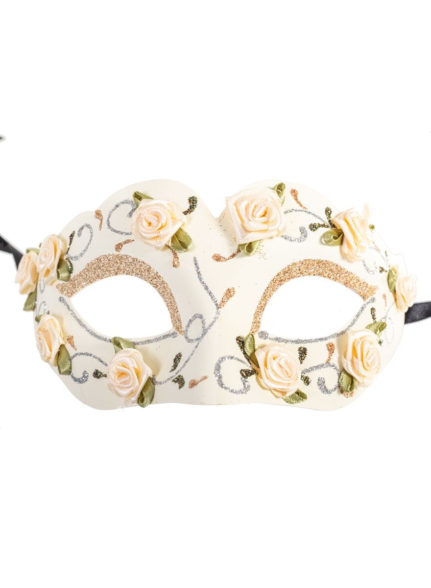 Cream Floral Masquerade Mask