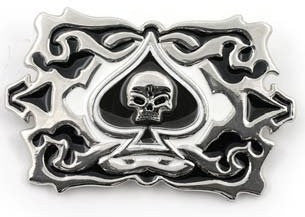 Skull and Spades on Decorative Belt Buckle
