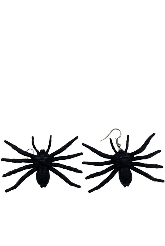 Large Black Spider Earrings
