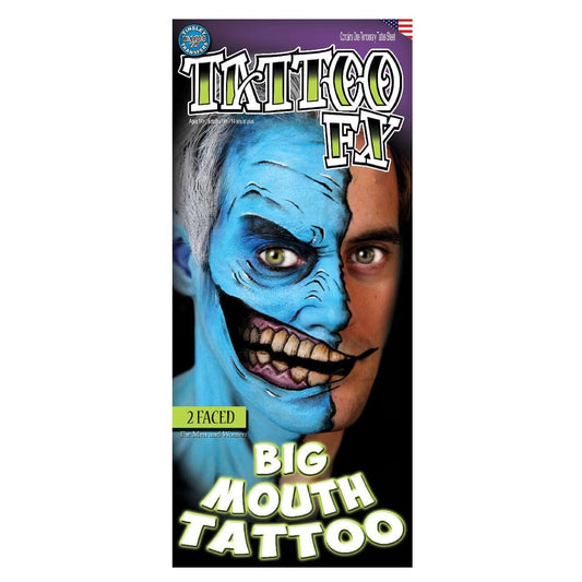 2 Faced Big Mouth Temporary Face Tattoo