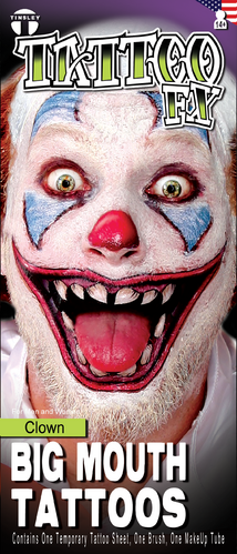 Clown Big Mouth Temporary Face Tattoo