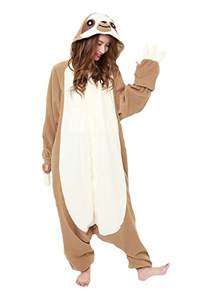 brown sloth onesie fleece happy sloth zootopia costume snug sleepwear