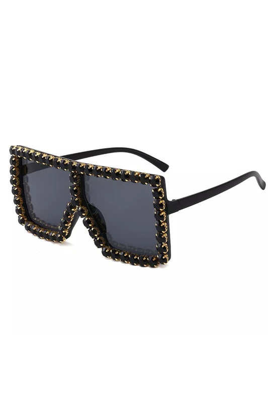 Fashion Black Rhinestone Frame Glasses