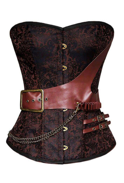 Brown Jacquard Corset  Strap and Chain
