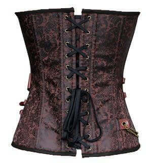 Brown Jacquard Corset  Strap and Chain
