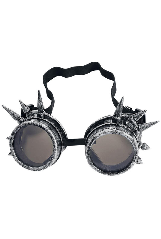 Brushed Silver Steampunk Goggles With Spikes