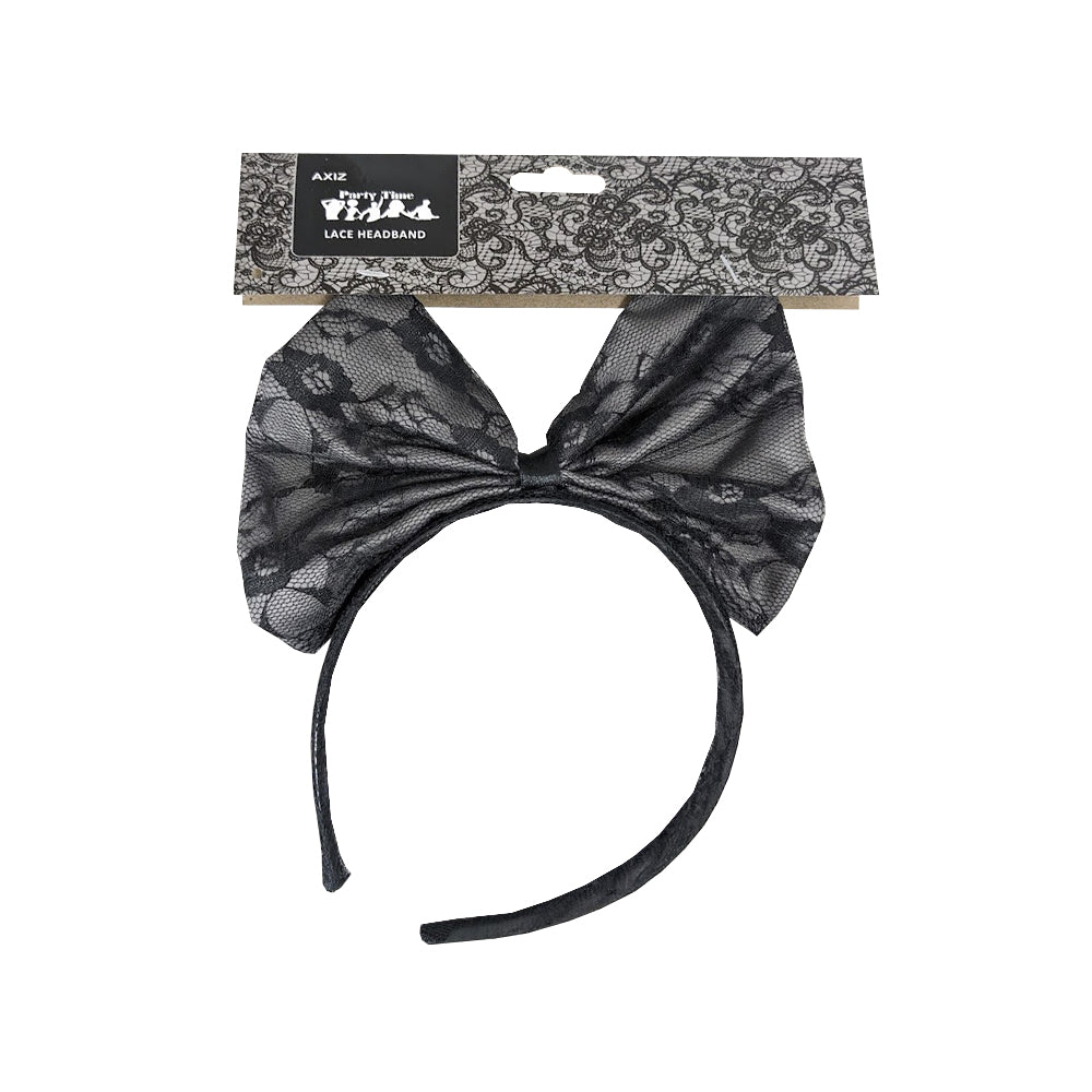 Black Lace Bow Headband